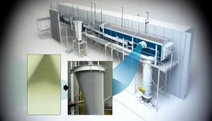 Hệ thống thông gió công nghiệp lớn với thiết bị ESP hoạt động.