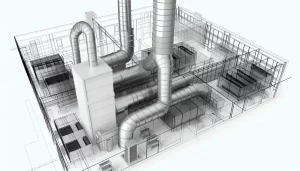 Toàn cảnh một tòa nhà cao tầng với hệ thống thông gió hiện đại tích hợp.