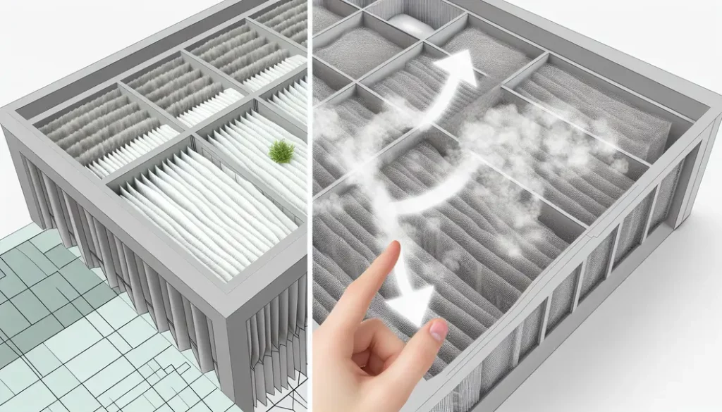 Mô tả một hệ thống thông gió với màng lọc HEPA đang hoạt động, minh họa cho bài viết.