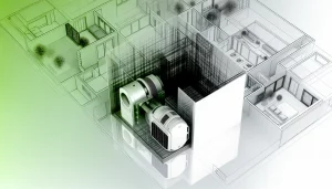Hình sơ đồ kỹ thuật của hệ thống thông gió HRV/ERV tích hợp trong nhà.