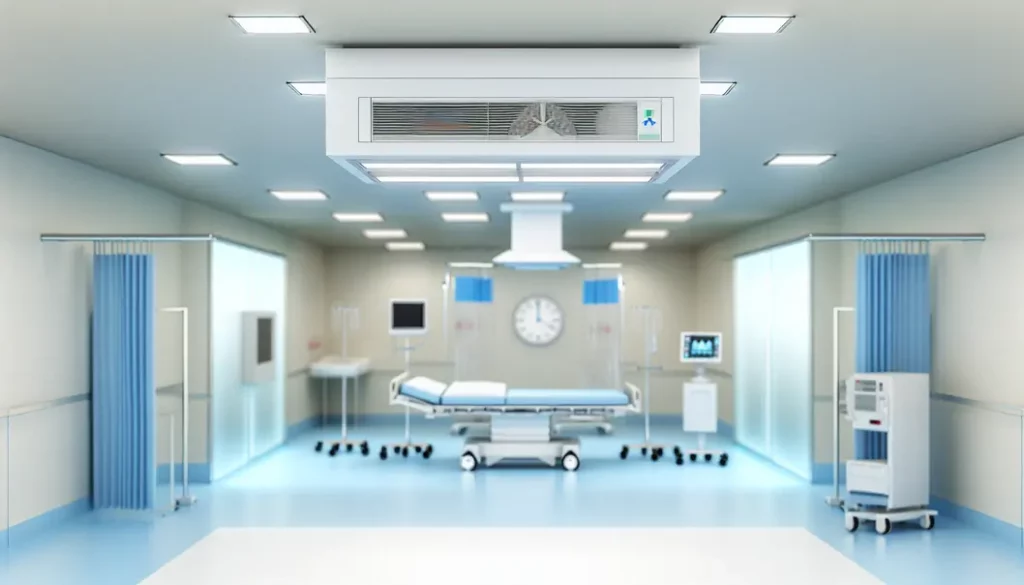 Hình ảnh tổng quan của hệ thống thông gió bệnh viện với công nghệ tiên tiến.
